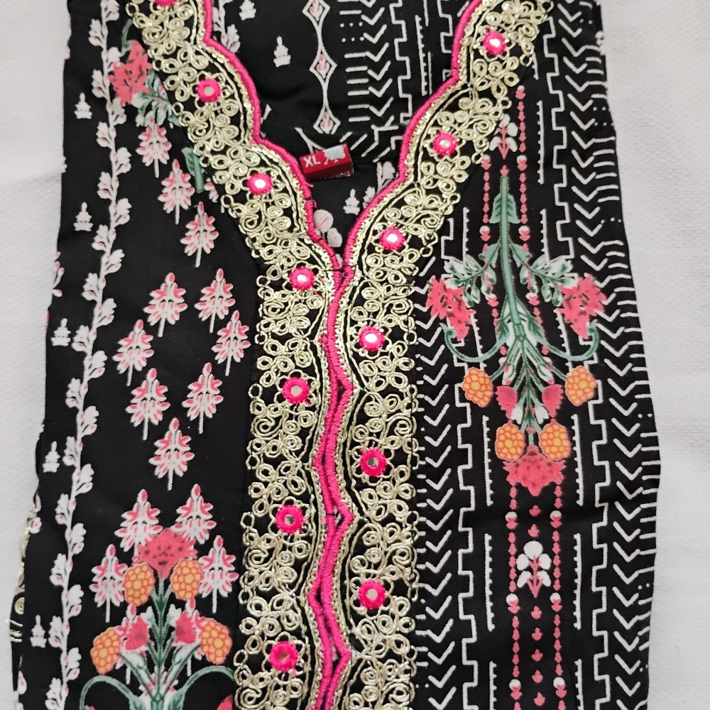 Embroidered Black Floral Anarkali Gown With Dupatta